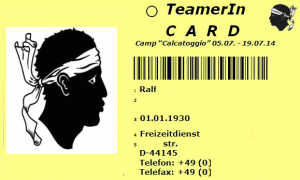 Muster Teamercard - Vorderseite